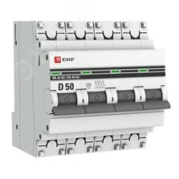 Выключатель автоматический четырехполюсный 50А D ВА47-63 4.5кА PROxima