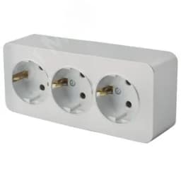 Розетка трехместная с/з 250В 10А серия София серебро STEKKER