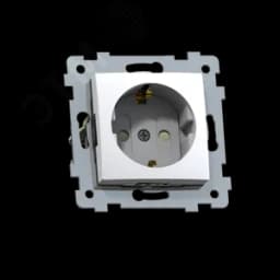 Мария Механизм розетки одноместной с заземляющим контактом со шторкой скрытой установки РС16-446, белый