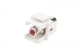 Вставка формата Keystone Jack с проходным адаптером RCA (красный) Hyperline KJ1-RCA/RD-D-WH