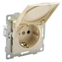 Розетка однопостовая Ugra с/з с з/ш и крышкой, механизм, в комплекте с кожухом IP44 К502, 16А, 250В, шампань GUSI Electric