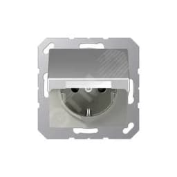 Розетка SCHUKO одинарная, с заземлением, с крышкой, без шторок, 16A, 250В  (механизм + накладка, без рамки). Серия- Eco Profi. Материал- термопласт. Цвет- алюминий (крашеный).