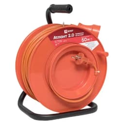 Удлинитель на катушке "Атлант 2.0" 1 гнездо 50м без заземления ПВС 2*1 10А/2,2кВт PROxima EKF