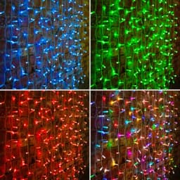 Гирлянда ДОЖДЬ занавес NeonNight 2х15м прозрачный ПВХ 300 LED RGB 245309