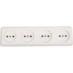 Розетка 4-м ОП Оптима РА16-402 16А IP20 с монтаж. пластиной бел. Кунцево 8024