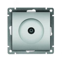 Розетка телевизионная одноместная Афина, с/у, тупиковая, 75Ом, ч/д 4-2400Мгц, серебро (еврослот)