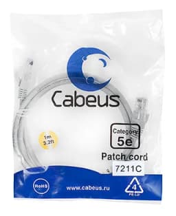 Шнур коммутационный RJ-45 кат.5е (3 м) Cabeus PC-UTP-RJ45-Cat.5e-3m-GN