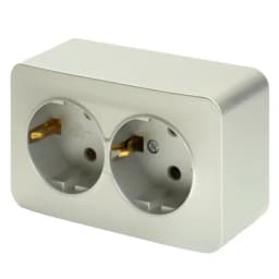Розетка 2местная сз открытой установки STEKKER 250В 16А IP20 серия София серебро MST161203 49328