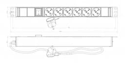 Блок розеток для 19" шкафов Hyperline SHE19-6SH-S-2.5EU