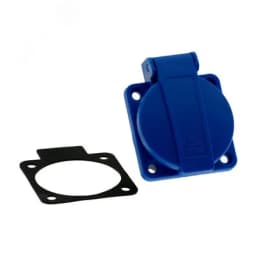Розетка встраиваемая 16A/250V/2P+E/IP54 подключение сзади 50х50 синяя