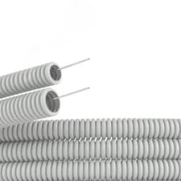 Труба гофрированная ПВХ 16 мм с протяжкой легкая серая (100м) DKC