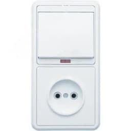 БЭЛЛА Блок БКВР-214 Выключатель одноклавишный с индикацией + розетка белый Кунцево