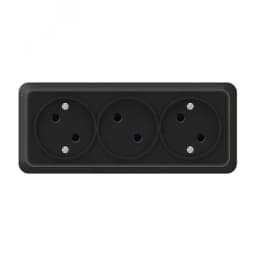 Розетка трехместная UNIVersal серия Олимп б/з, о/у, 16А, 220В, черная