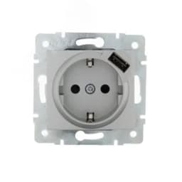 KARINA Розетка с/з + USB разъём матовое серебро (10шт/120шт)