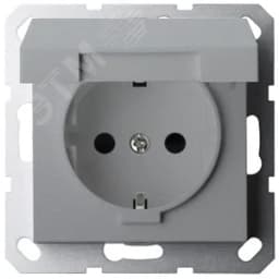 Розетка Schuko с крышкой и защитными шторками 16A 250V~ 2P+T, цвет Алюминий