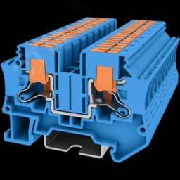 Клемма TP 1-1 проходная с боковой вводом провода .Push-in, сечение 6 мм. кв., синяя