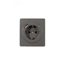 Розетка ROUND одинарная с/з скрытой установки з/ш 16А с USB A+C быстрой зарядки 5В/3А механизм титан REXANT