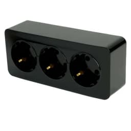 Розетка 3местная сз открытой установки STEKKER 250В 16А IP20 серия София черный MST161302 49318