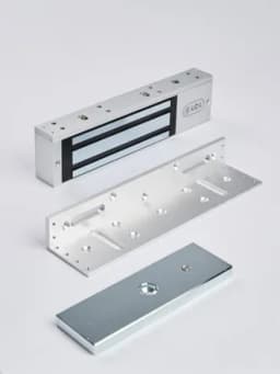 Электромагнитный замок (сила удержания 350 кг), в комплекте с уголком, цвет серебристый сатинированный алюминий RAL 7047 RL-EML350-L0S R-Lock