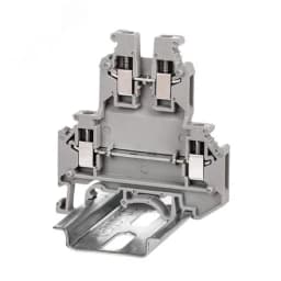 Клемма двухуровневая, винтовой зажим, 4 точки подключения, 2.5 кв.мм, серая