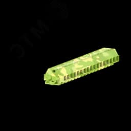 Клемма TB 2-2 с бок. подключ. с крепеж.фланцами, сечение 1,5 мм. кв., желто-зеленая