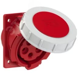 Розетка встраиваемая наклонная 32А/400В/3P+N+E/IP67, PCE, фланец 80х97