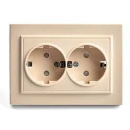 Розетка 2местная сз STEKKER PST16901402 220В 16А с защитной шторкой серия Эрна слоновая кость 39240