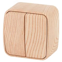 Выключатель двухклавишный наружный (открытой установки) сосна 10А 250В Intro Polo 3-104-11 Б0053541 ЭРА