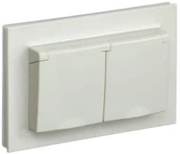 Розетка 2-м СП BRITE РСбш12-3-44-БрКр 16А в сборе IP44 с крышкой беж. IEK BR-R26-16-44-K10-F