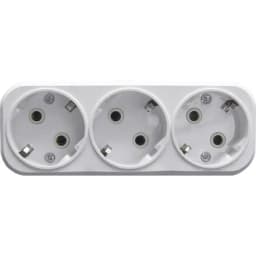 Сетевой разветвитель STEKKER ADP162320 на 3 выхода с заземлением 250V16A ABS пластик белый 39024