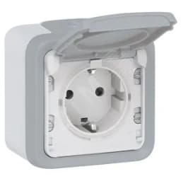 Розетка 2К+3 - немецкий стандарт - с винтовыми зажимами - Программа Plexo - серый - 16 A - 250 В Legrand Euro