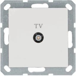 Розетка TV9.5 мм проходная с накладкой, цвет белый глянцевый