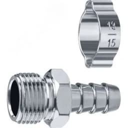 Переходник штуцер "елочка" 10 мм - 3/8"M, с обжимным хомутом Профессионал