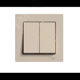 ATLASDESIGN выключатель двухклавишный, сх.5, 10АХ, в сборе, ПЕСОЧНЫЙ