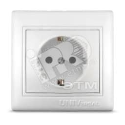 Севиль Розетка х 1 с заземлением белая С0028 Универсал