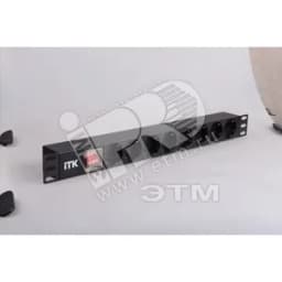 Блок розеток 8 розеток немецкий стандарт с LED выключателем 1 юнит вход С14 без шторок ITK