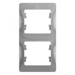 GLOSSA Рамка 2 поста вертикальная алюминий