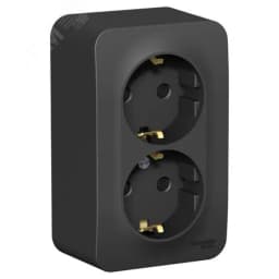 Розетка BLANCA наружная двойная, с заземлением, со шторками, с изолирующей пластиной, 16А, 250В, антрацит