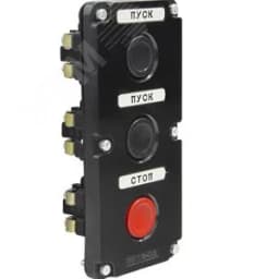 Пост управления ПКЕ 112-3 У3, 10А, 660В, 3 элемента, чёрный и красный цилиндр, в нишу, IP40