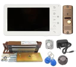 Комплект цветного видеодомофона с электромагнитным замком и бесконтактными ключами доступа Уралкам