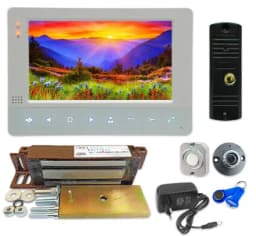 Комплект видеодомофона с электромагнитным замок и панелью вызова на дверь Уралкам