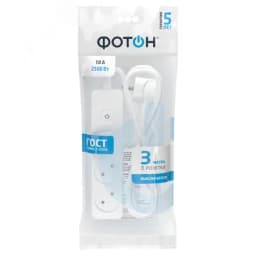 Удлинитель сетевой 10-33S, 3м, 3 розетки, 10А, с выкл., Белый