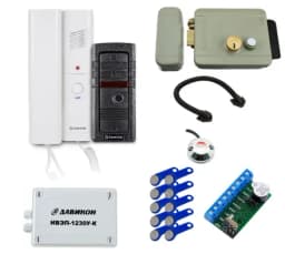 Комплект СКУД и аудиодомофона 203Kit с вызывной панелью для дома (с замком считывателем и ключами TM / на калитку) Tantos