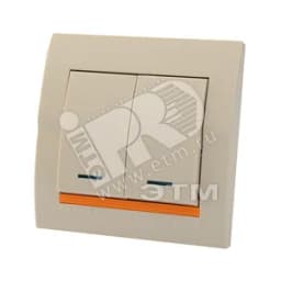 DERIY Выключатель х2 с подсветкой ПБТ крем