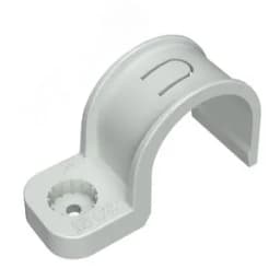 Крепеж-скоба пластиковая односторонняя для прямого монтажа серая в п/э д32 (25шт/375шт уп/кор)