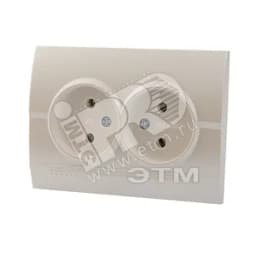 DERIY Розетка двойная без заземления ПБТ белый