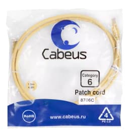 Патч-корд Cabeus PC-UTP-RJ45-Cat.6-1.5m-YL (U/UTP, CAT.6, PVC, 1.5 м, желтый) (8706c)