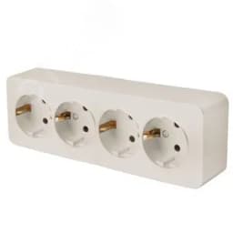 Розетка четырехместная с/з 250В 10А серия София слоновая кость STEKKER FERON
