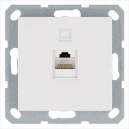 Розетка компьютерная 1-м RJ45 IP20 кат. 5E механизм бел. глянцевый Jasmart G6105W