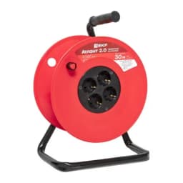 Удлинитель на катушке "Атлант 2.0" 4 гнезда 30м без заземления ПВС 2*0,75 6А/1,3кВт PROxima EKF